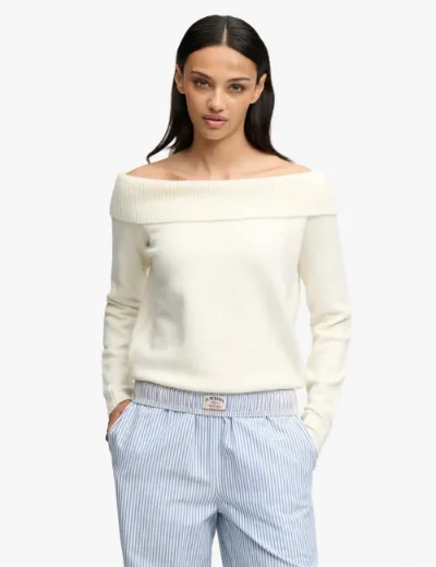 Superdry Bardot Knitted Jumper | Desert Bone Off White