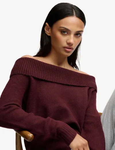 Superdry Bardot Knitted Jumper | Port Red