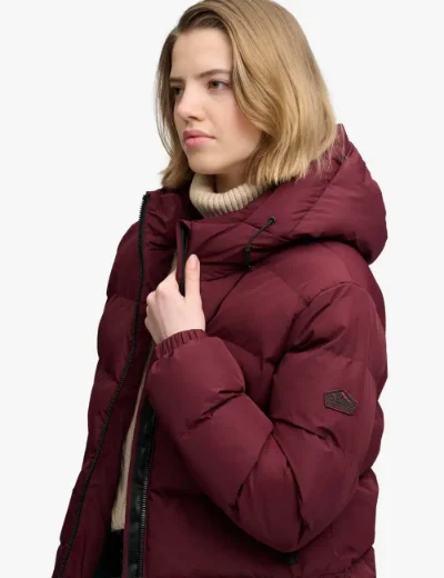 Superdry Hooded Sports Puffer Jacket | Port red