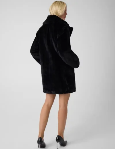Picture of Guess Womens Sophy Faux Fur Coat | Black