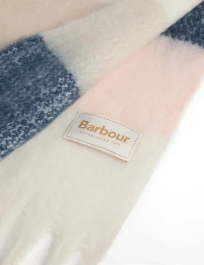 Barbour Women Marie Check Scarf / Navy / Blush Pink