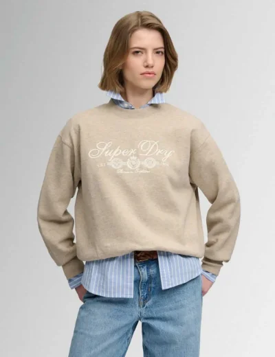 Picture of Superdry Country Club Crew Neck | Oatmilk Beige Marl