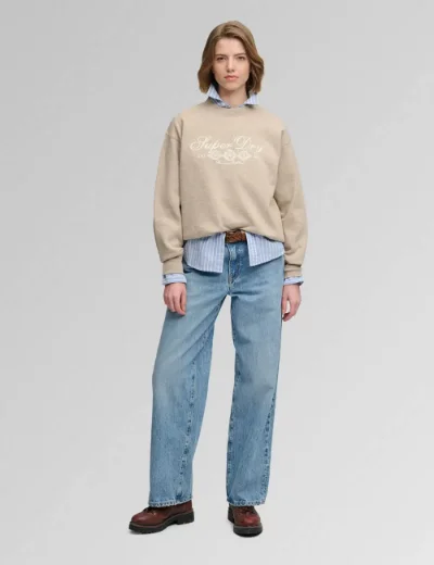 Picture of Superdry Country Club Crew Neck | Oatmilk Beige Marl