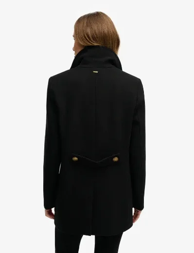 Picture of Superdry Womens Double Breasted Pea Coat | Black