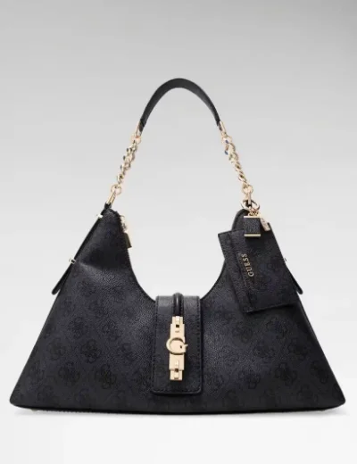 Guess Yvonne Logo Hobo Bag | Coal