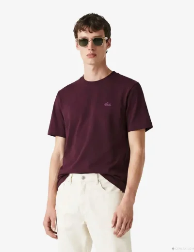 Picture of Lacoste Mens Classic Fit Cotton Pique T-Shirt | Burgundy