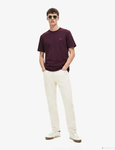 Picture of Lacoste Mens Classic Fit Cotton Pique T-Shirt | Burgundy