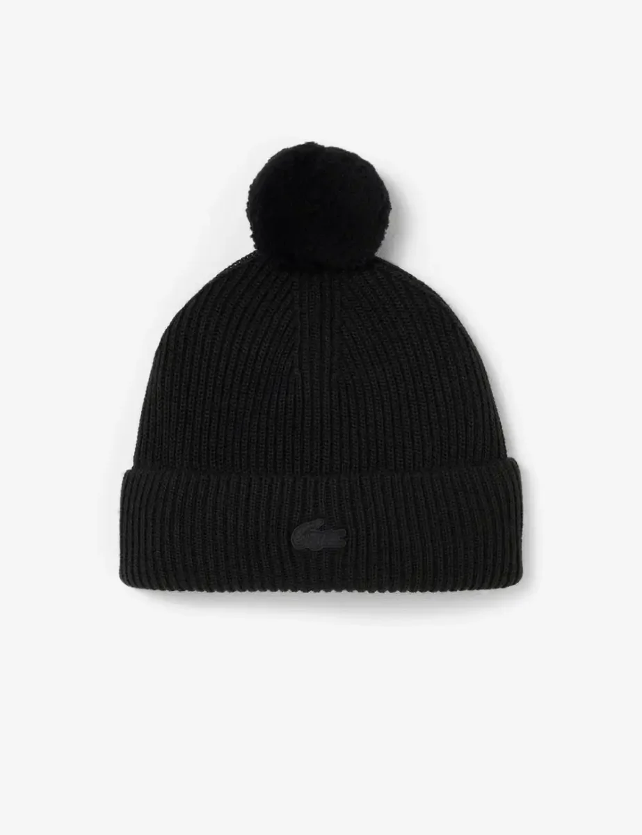 Picture of Lacoste Sport Mens Knitted Pom Beanie | Black