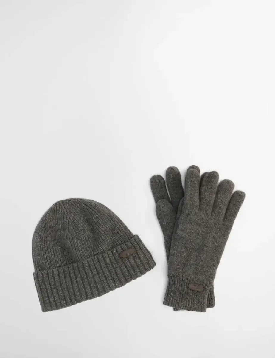 Barbour Carlton Beanie & Glove gift set | Grey