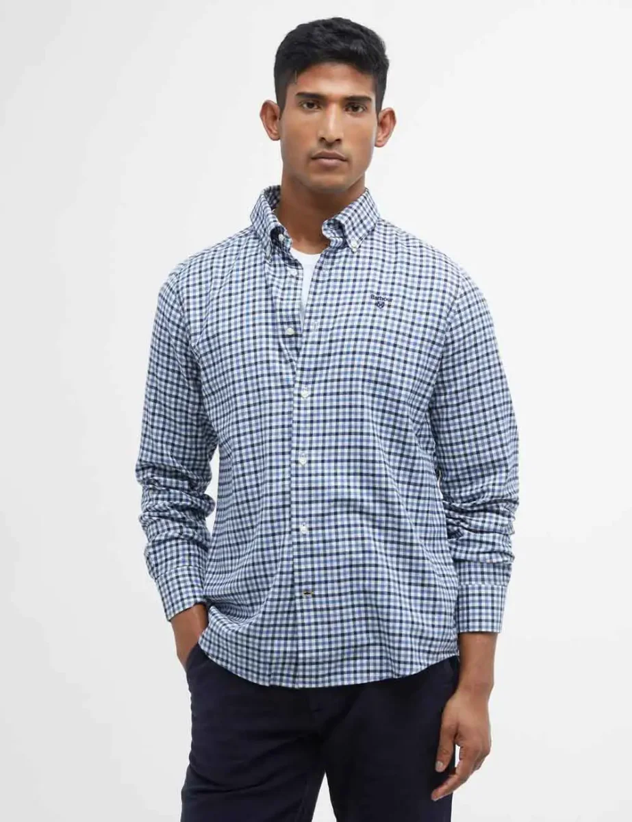Barbour Mens Finkle Tailored Check Shirt | Classic Navy
